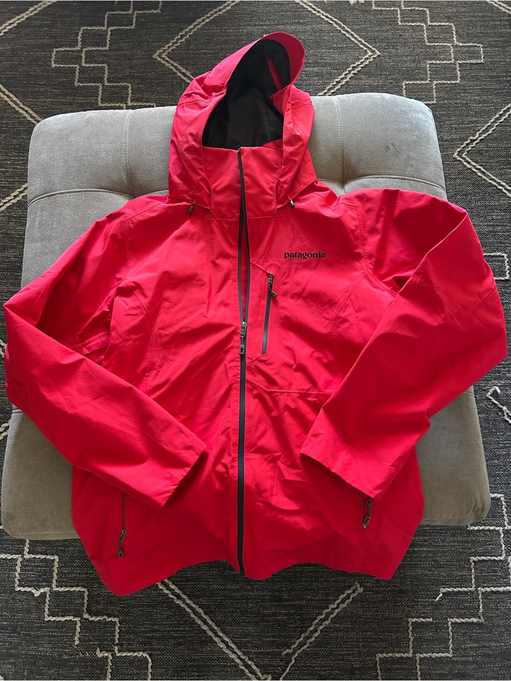 Patagonia Bright Red Waterproof Hooded Rain Jacket